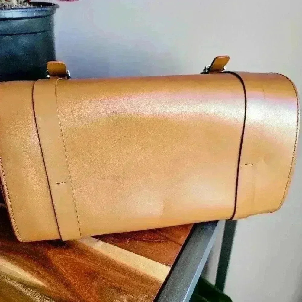 Trussardi Brown Smooth Italy Leather Small Silvertone Logo Handbag Rare Find - Picture 7 of 13